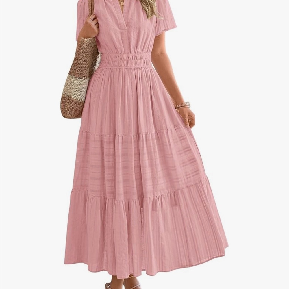 Pink Tiered Ruffled Maxi Sundress